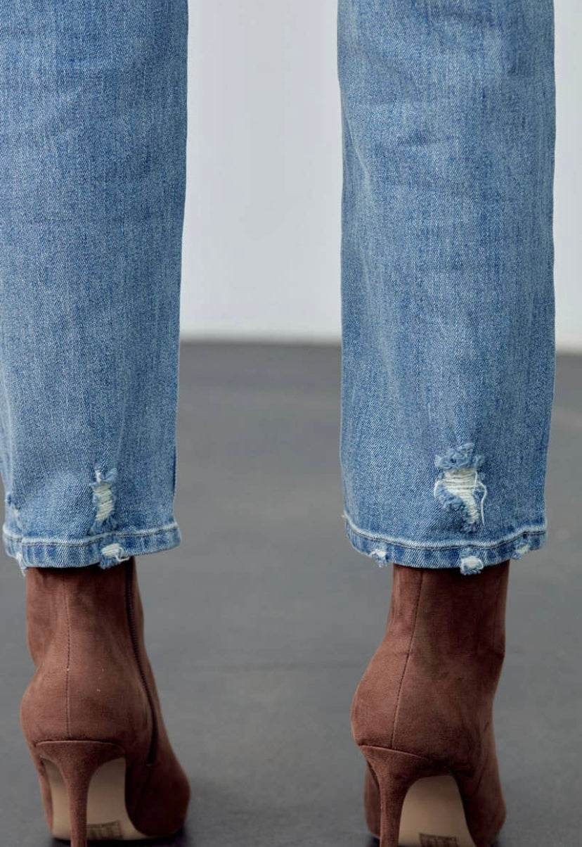 KAN CAN | Jenna High Rise Mom Fit LT Wash
