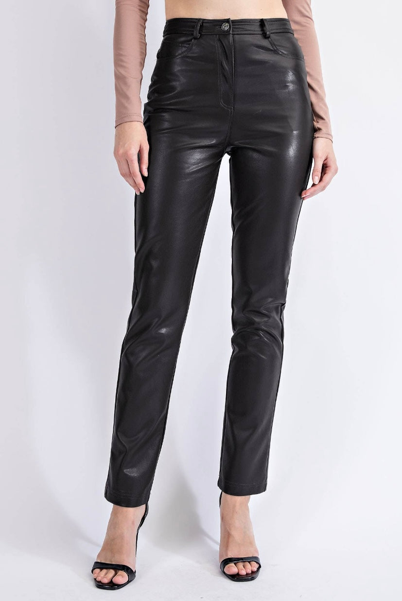 Leather 5 Pocket Straight Pant