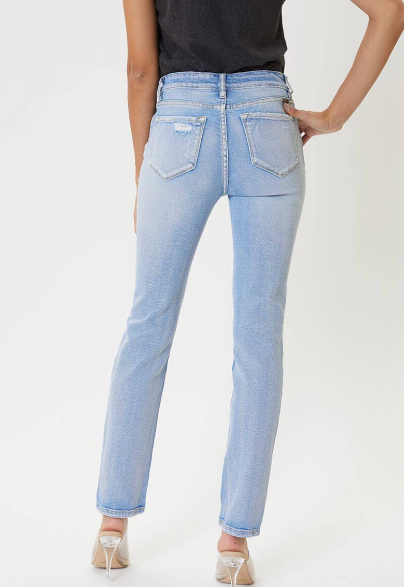 KAN CAN | Bailey High Rise Slim Straight LT Blue