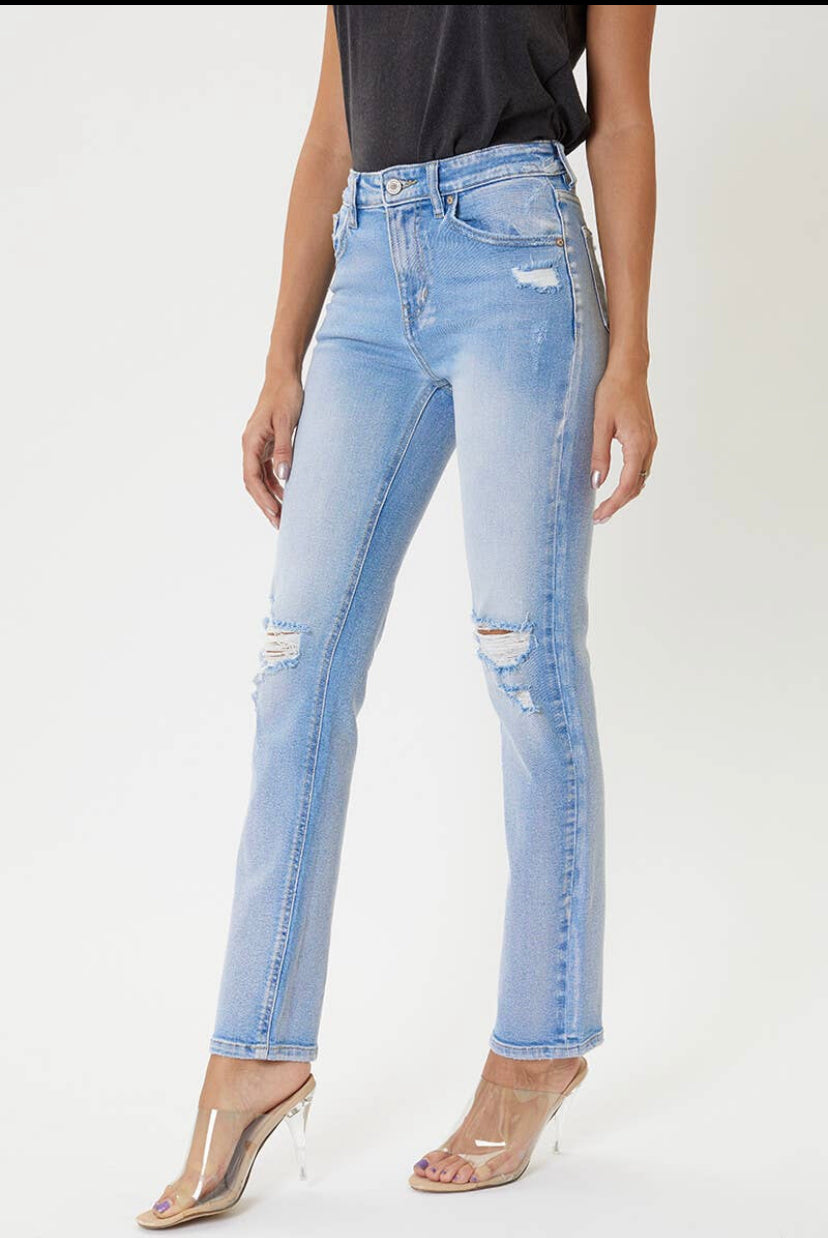 KAN CAN | Bailey High Rise Slim Straight LT Blue