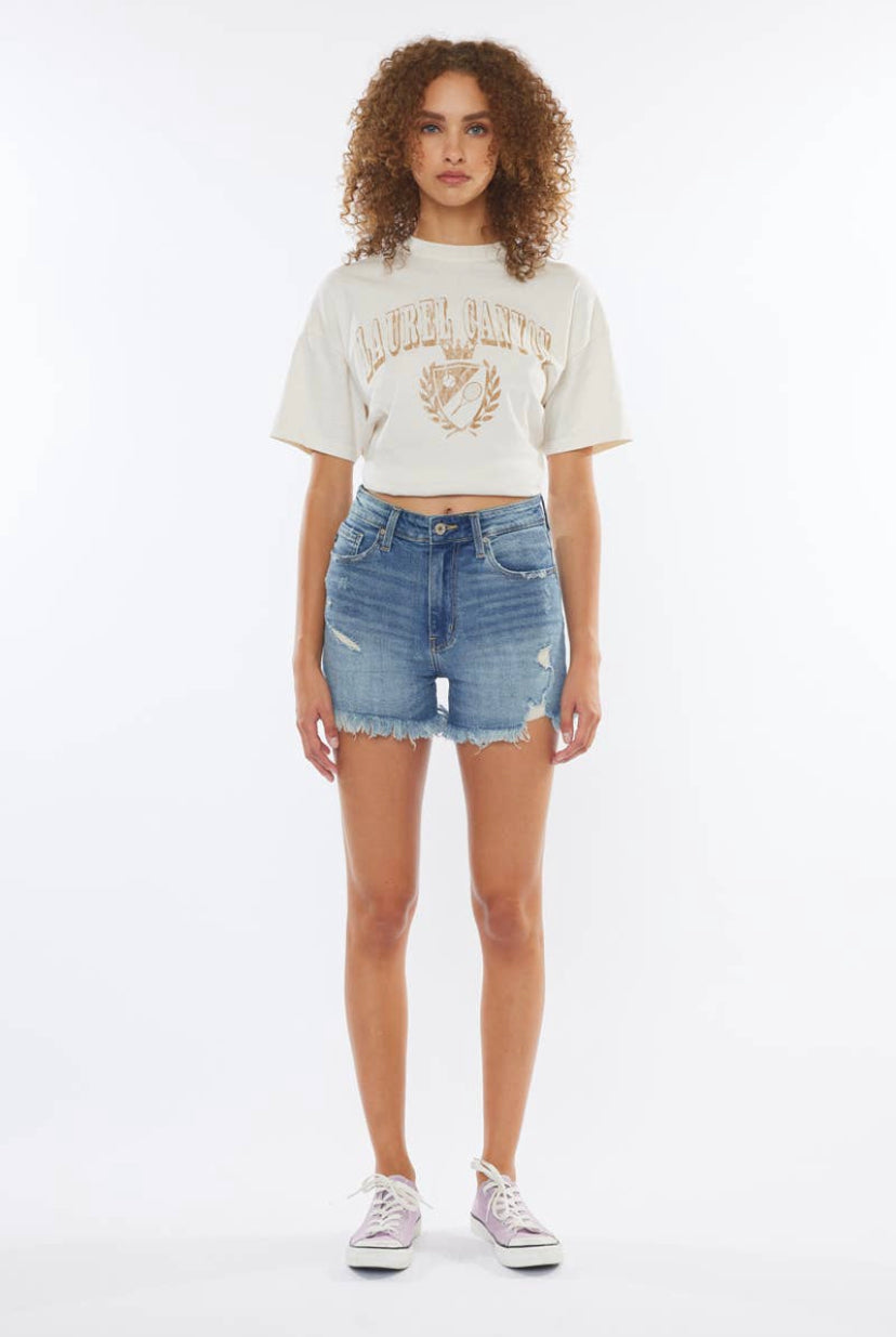 Melody High Rise Mom Short Blue