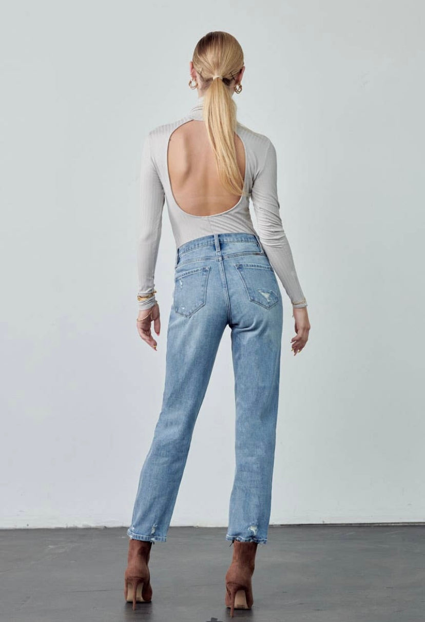 KAN CAN | Jenna High Rise Mom Fit LT Wash