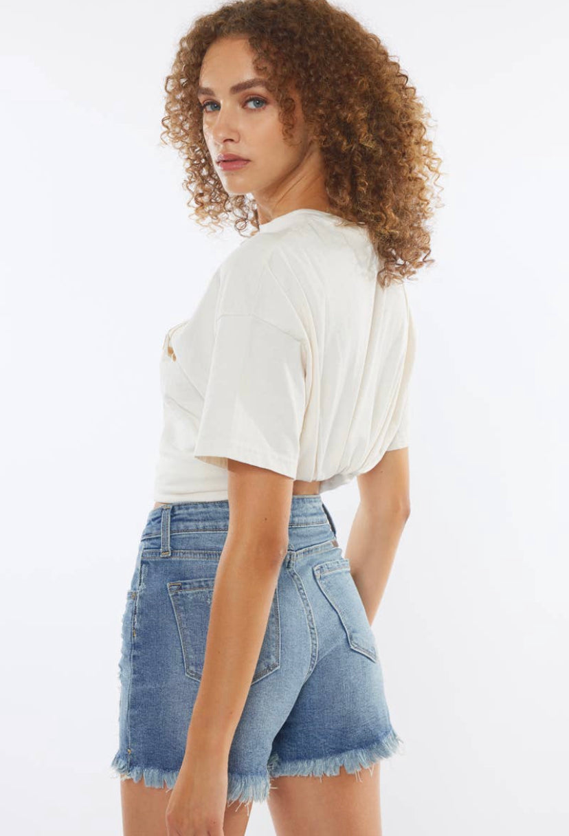 Melody High Rise Mom Short Blue