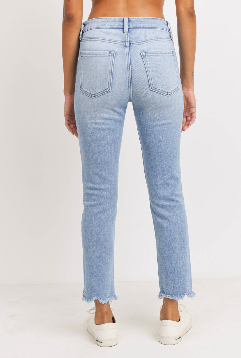 High Rise Straight w/Uneven Hem LT Jeans