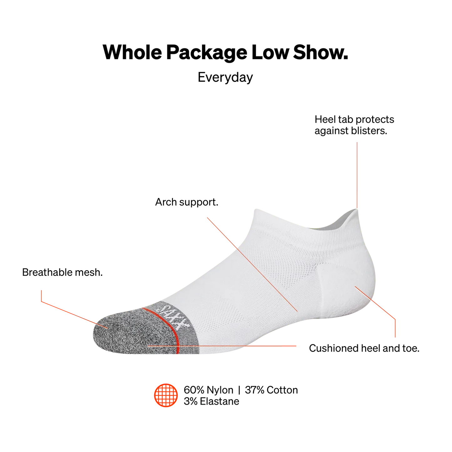 SAXX - Whole Package Low Show Socks 1Pair | 3 colour options