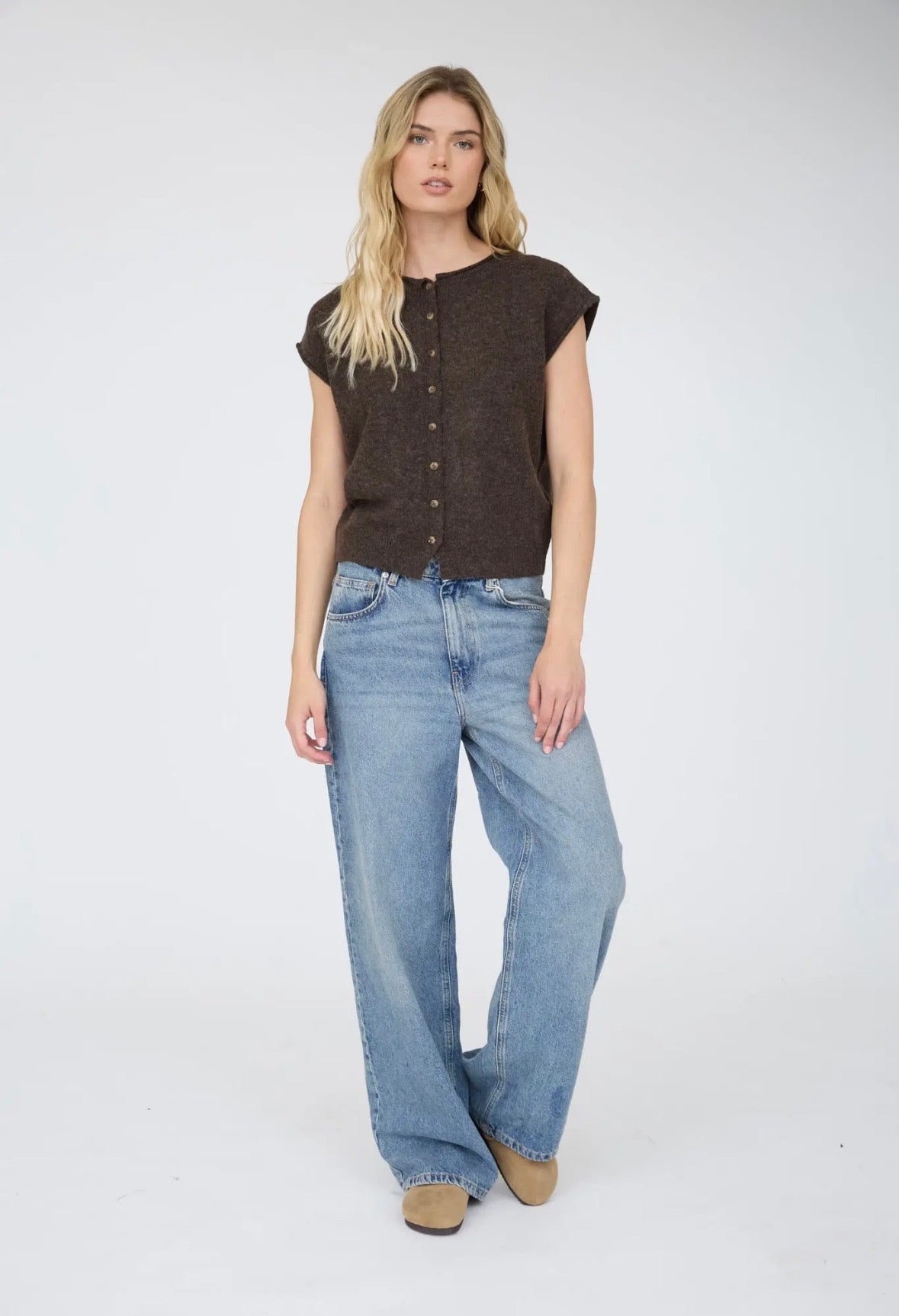 Birdie Button Down Vest | Espresso