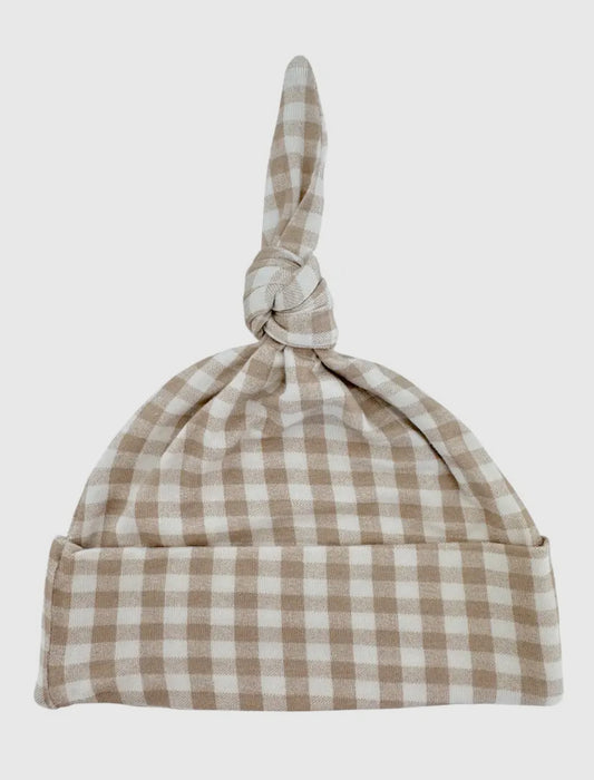 Knot Beanie | Tan Gingham