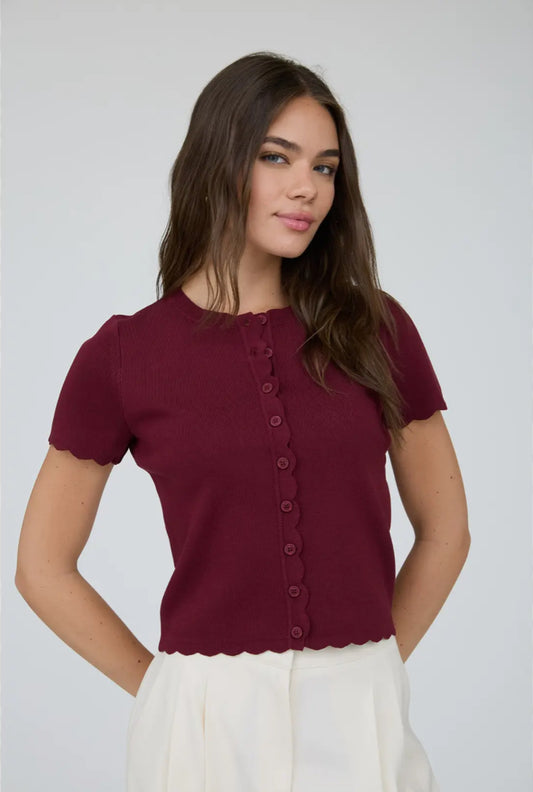 Moretto Cardi Top | Burgundy
