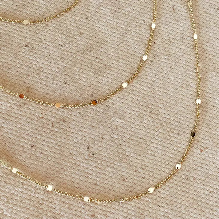 18K Gold Filled 1mm Curb Chain With Pressed Details