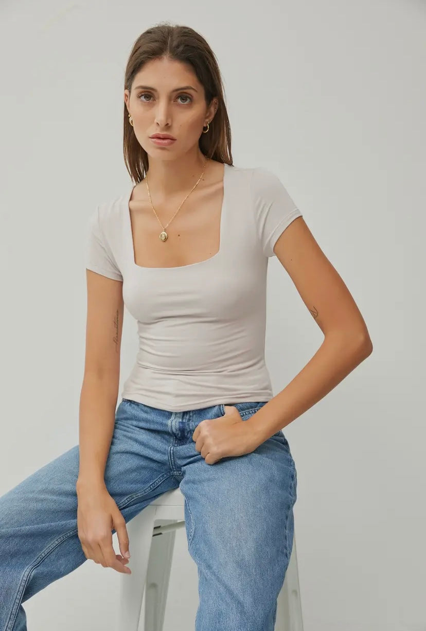 Double Layer Short Sleeve Top | 3 Colour Options