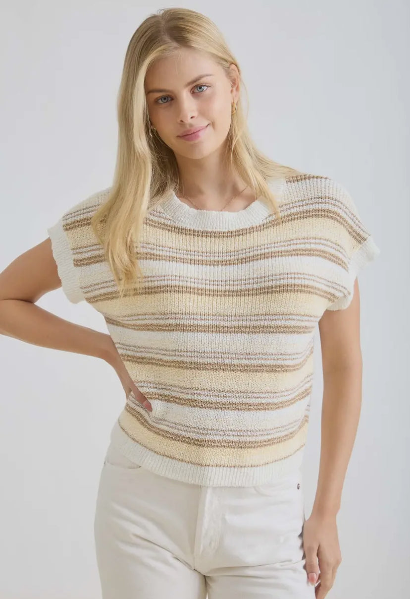 Dessa Knit Top | Butter Yellow Multi-Colour