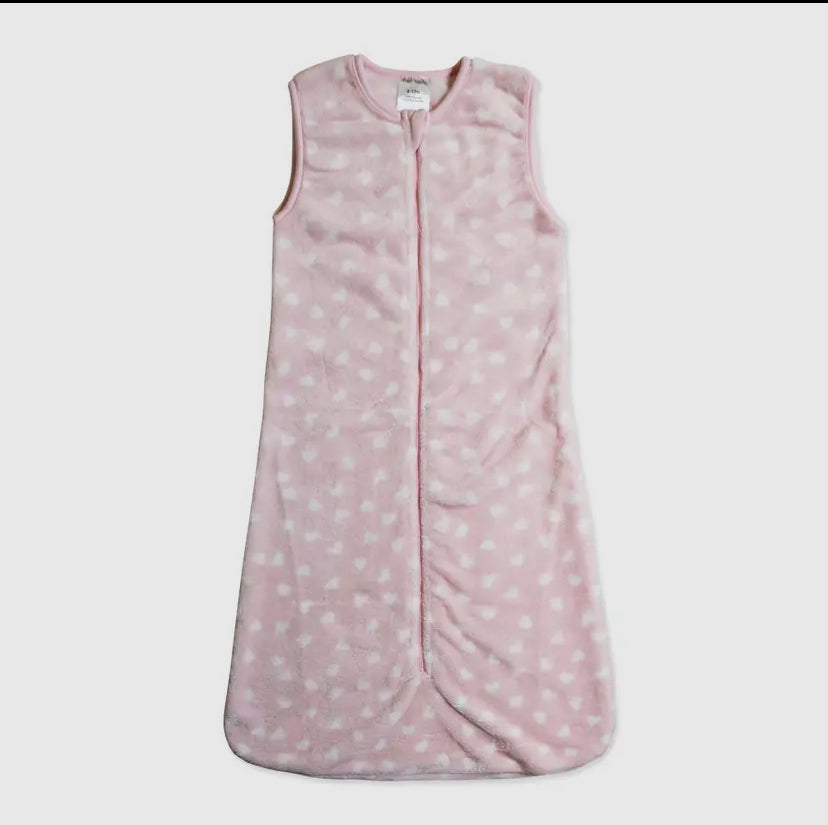 Printed Plush Sleep Sack | Pink Heart