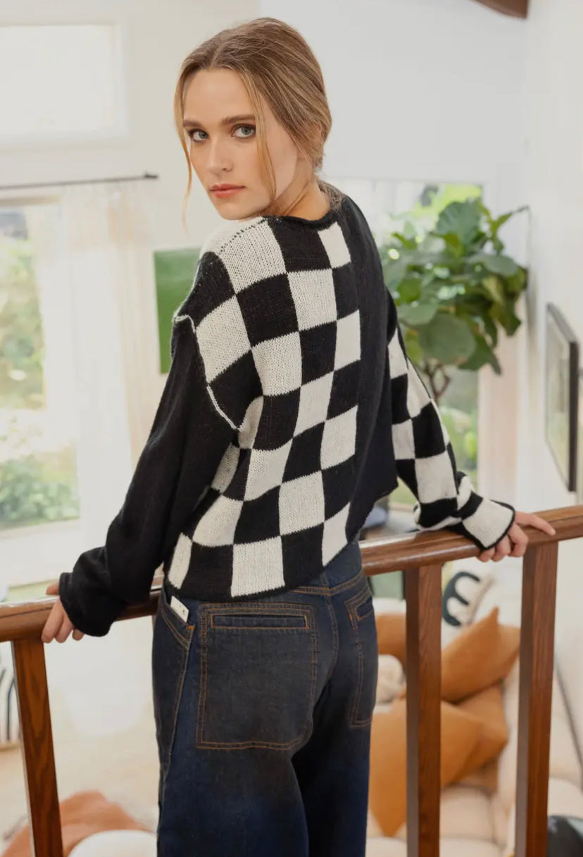 Tucker Checkered Colourblock Sweater