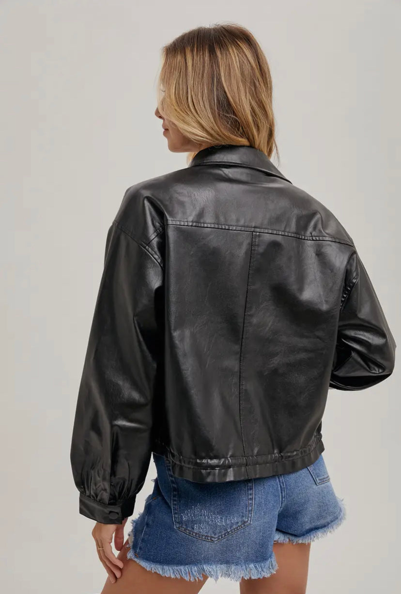 Alanis Faux Leather Jacket | Black