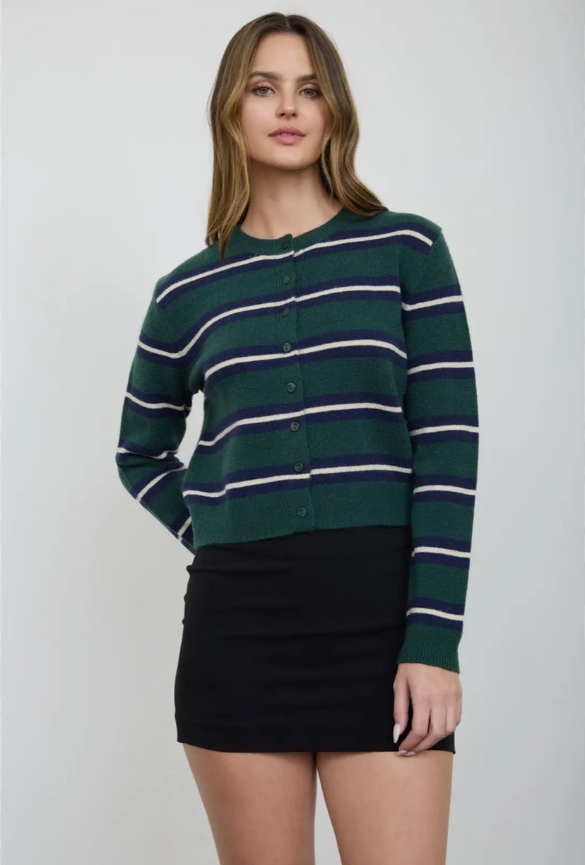 Crawford Stripe Cardi | Green