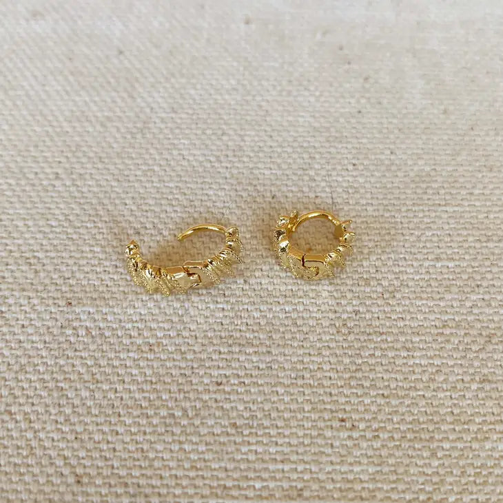 18K Gold Filled Rugged Petite Clicker Hoop Earrings