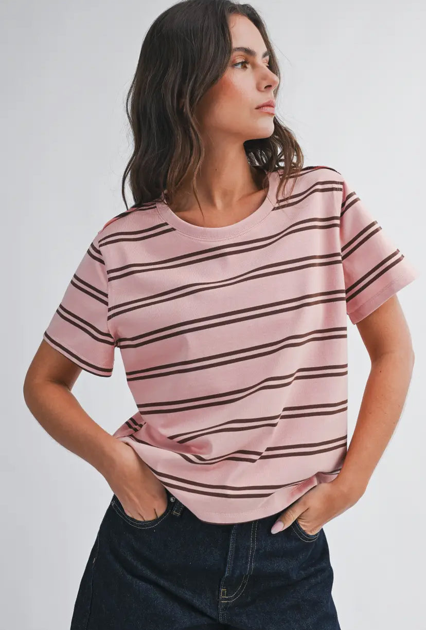 Monet Striped Tee | Pink