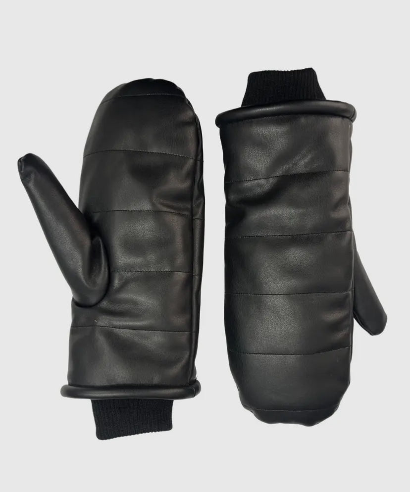 Scores Faux Leather Mitts | Black