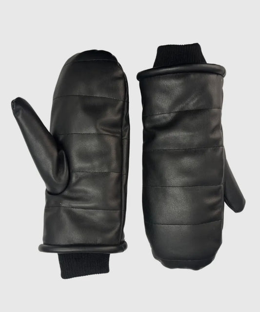 Scores Faux Leather Mitts | Black