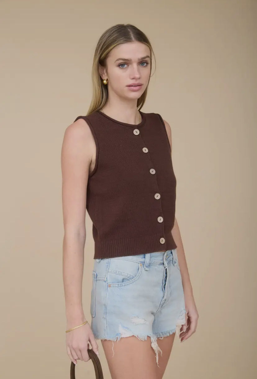 Monaco Knit Vest | Brown