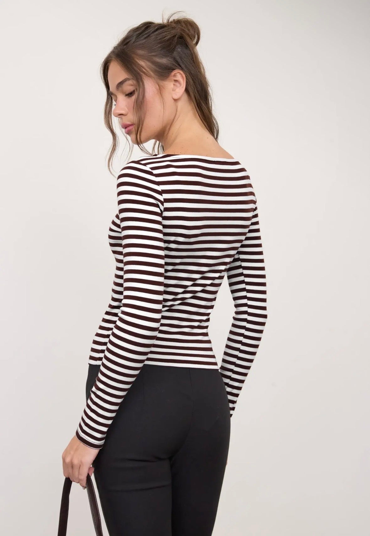 Delancy Striped Long Sleeve | Brown