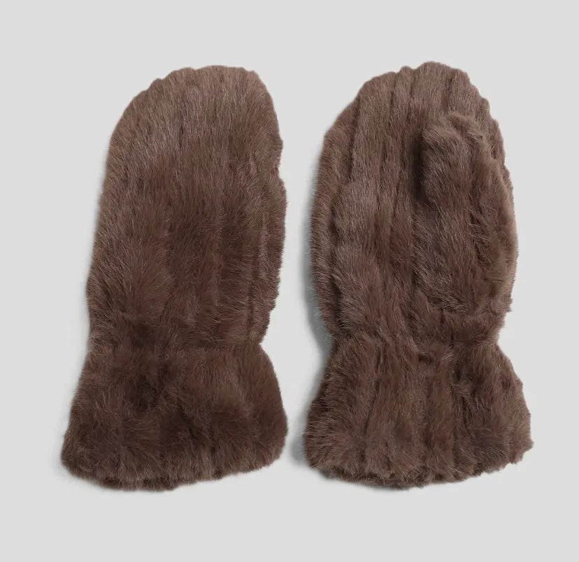 Aspen Seamed Faux Fur Mitts | 5 Colour Options