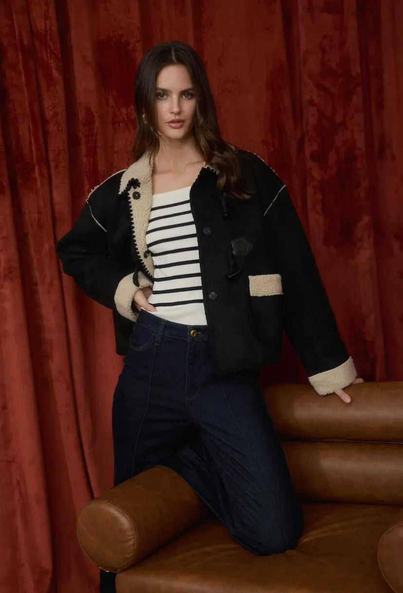 Bane Faux Suede Jacket | Black