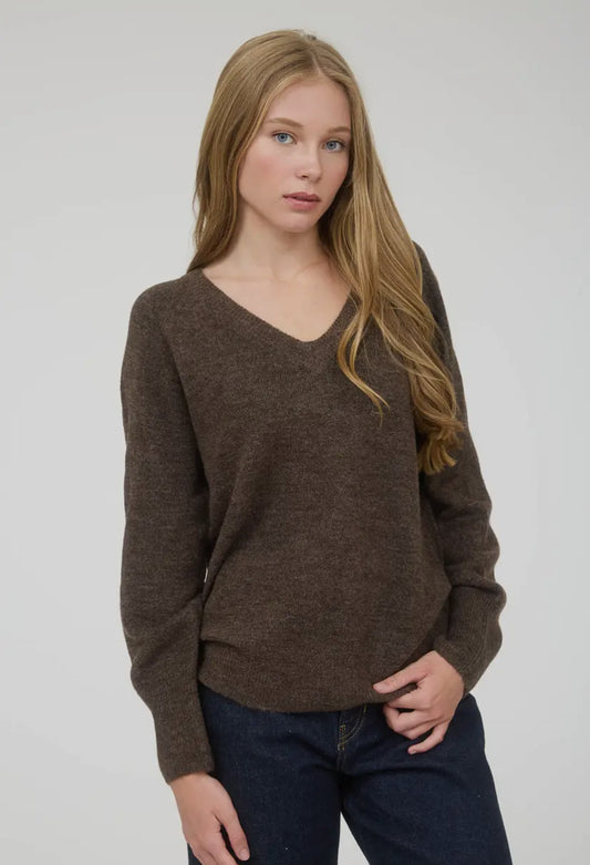 Sammy V-Neck Sweater | Brown