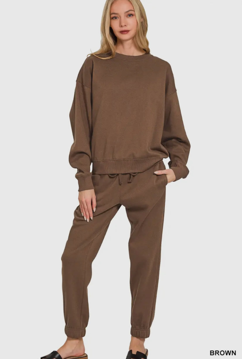 Cozy Couture Jogger Set | Brown