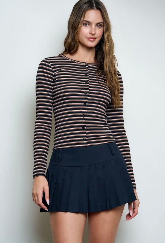 Lane Striped Cardi | Black Multi