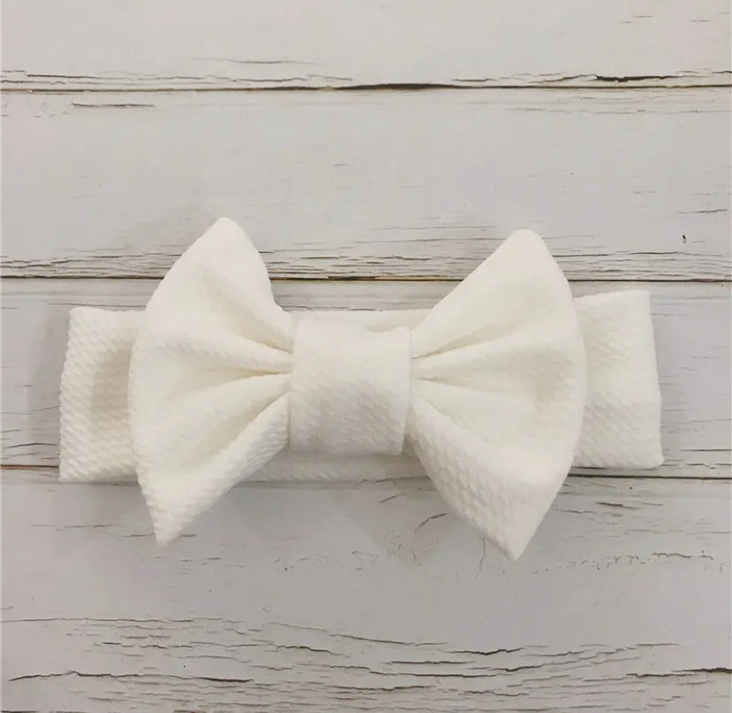 Baby Solid Bowknot Headband | White