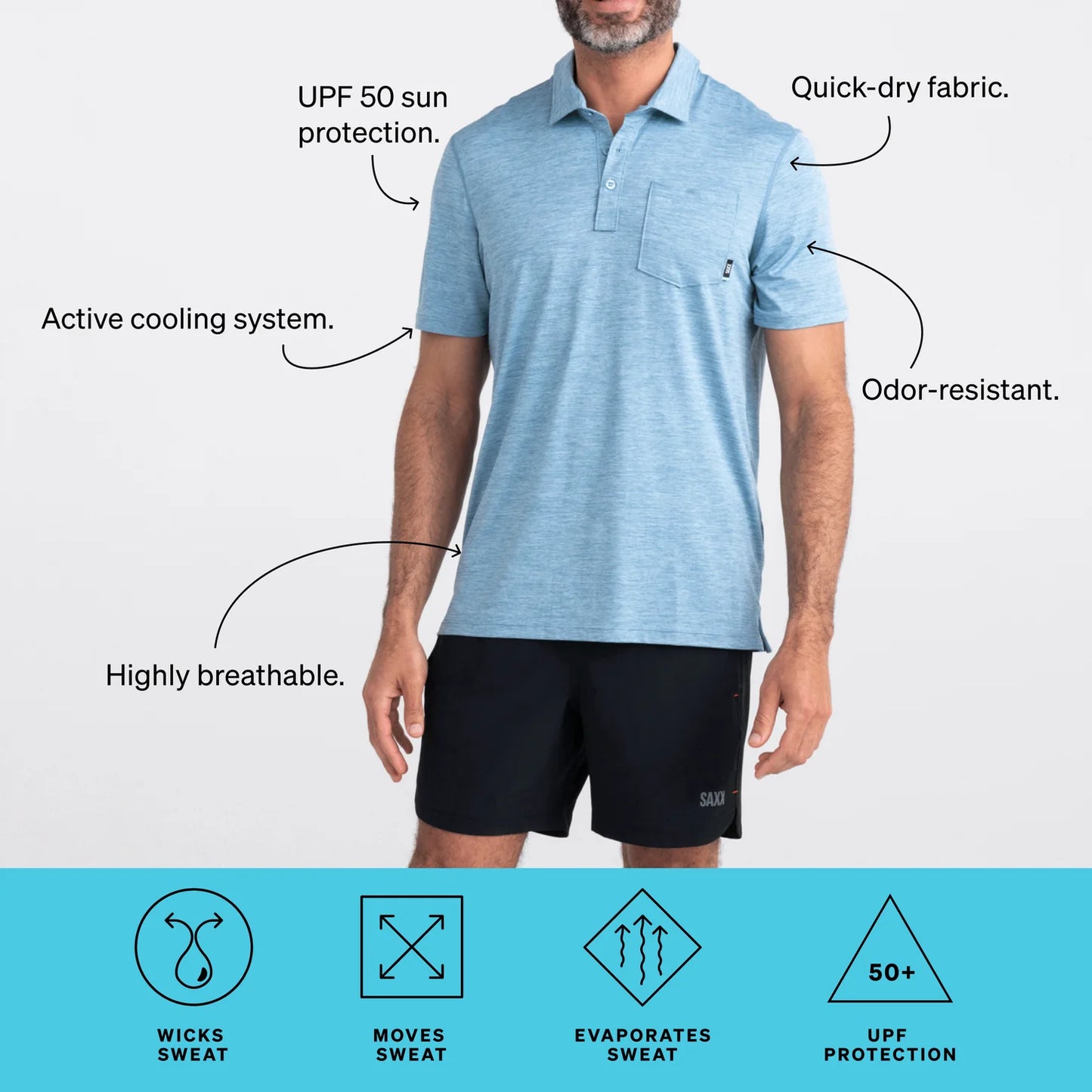SAXX - Drop Temp Cooling Polo- Multiple Color Options