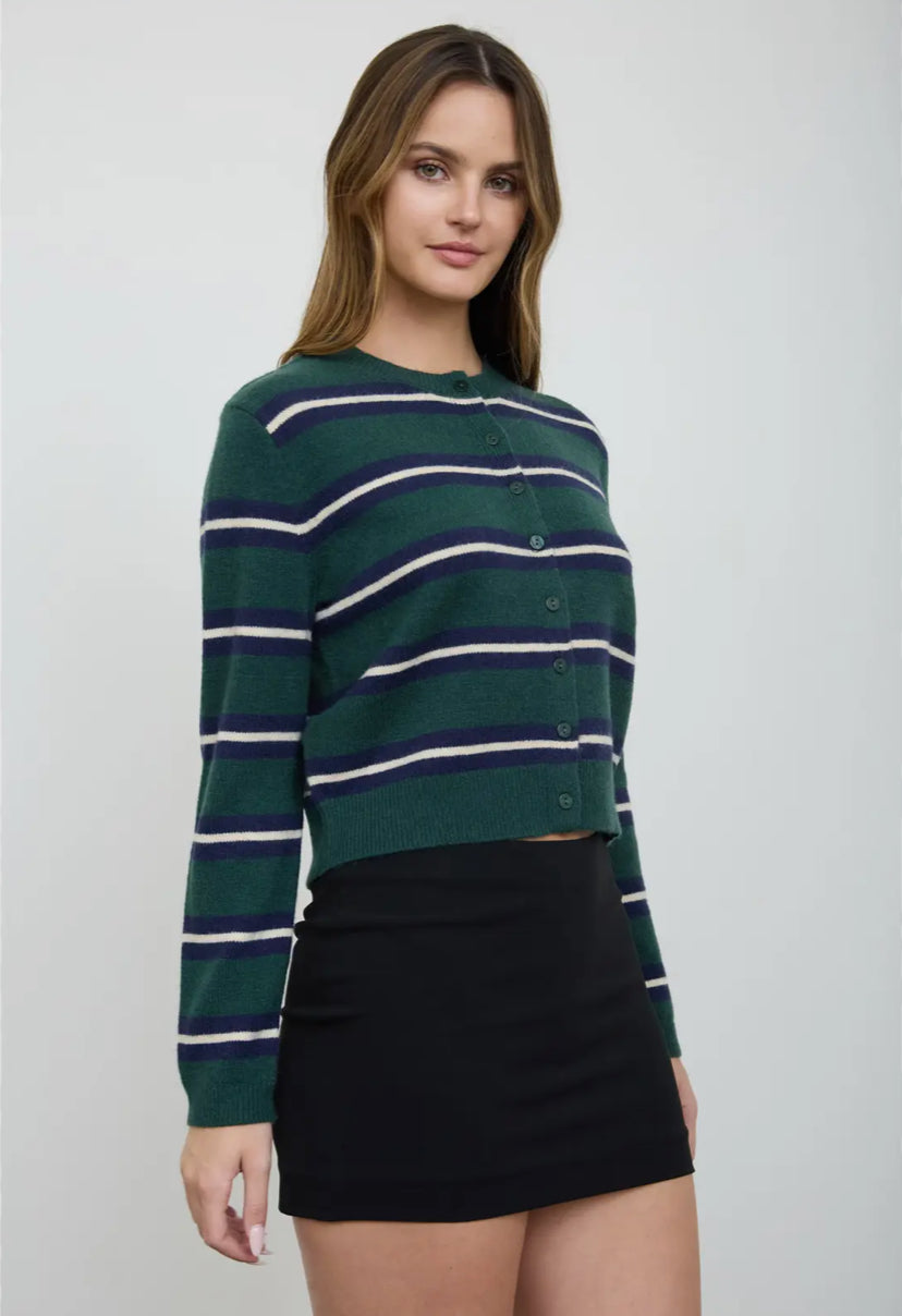 Crawford Stripe Cardi | Green