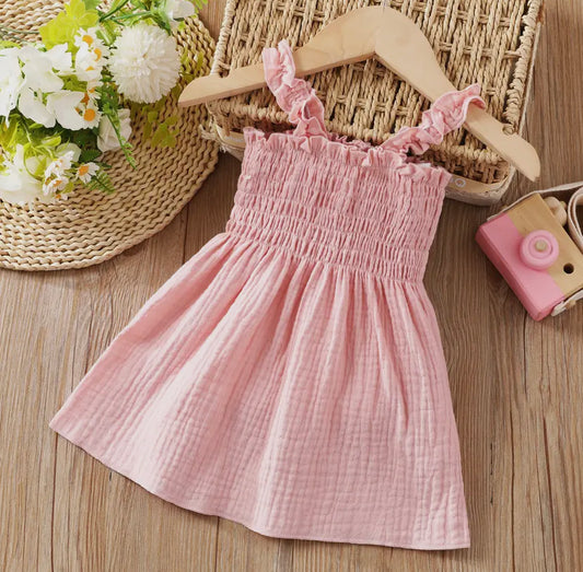 Smocked Cotton Dress | Pink