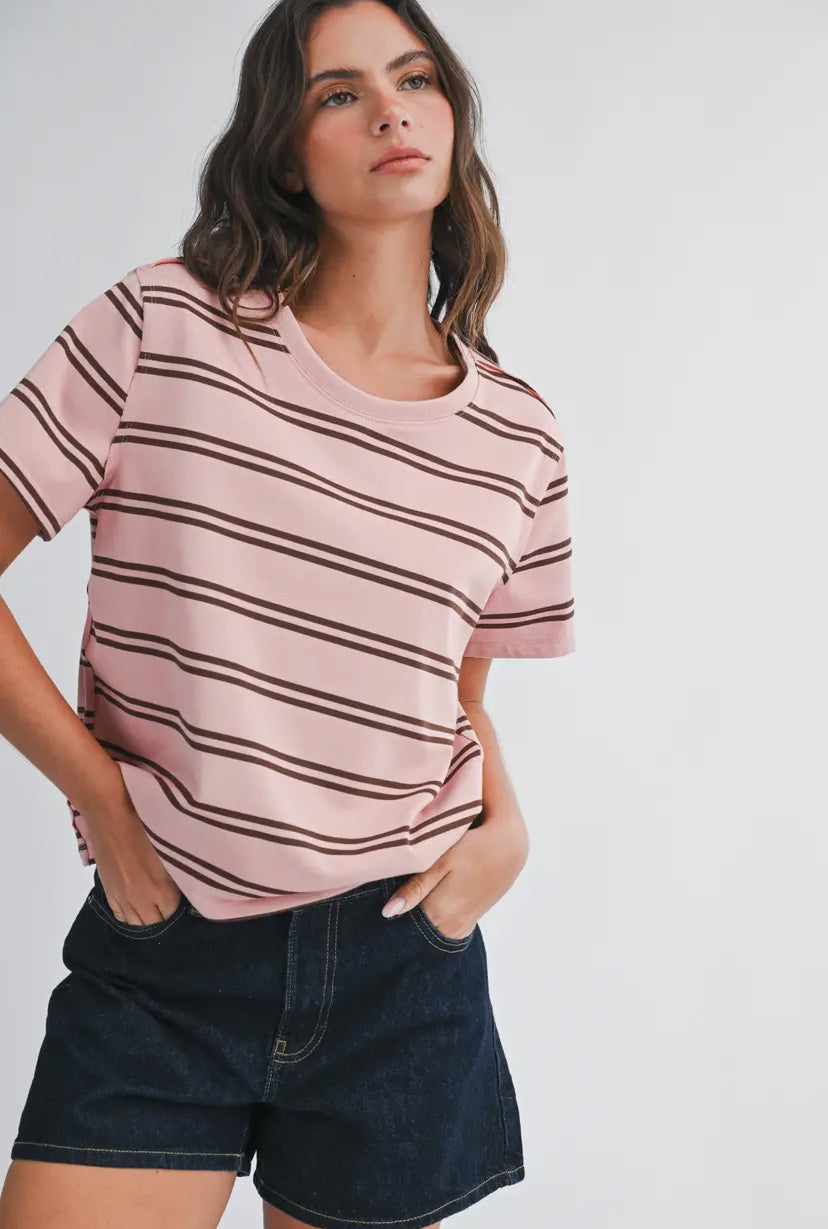 Monet Striped Tee | Pink