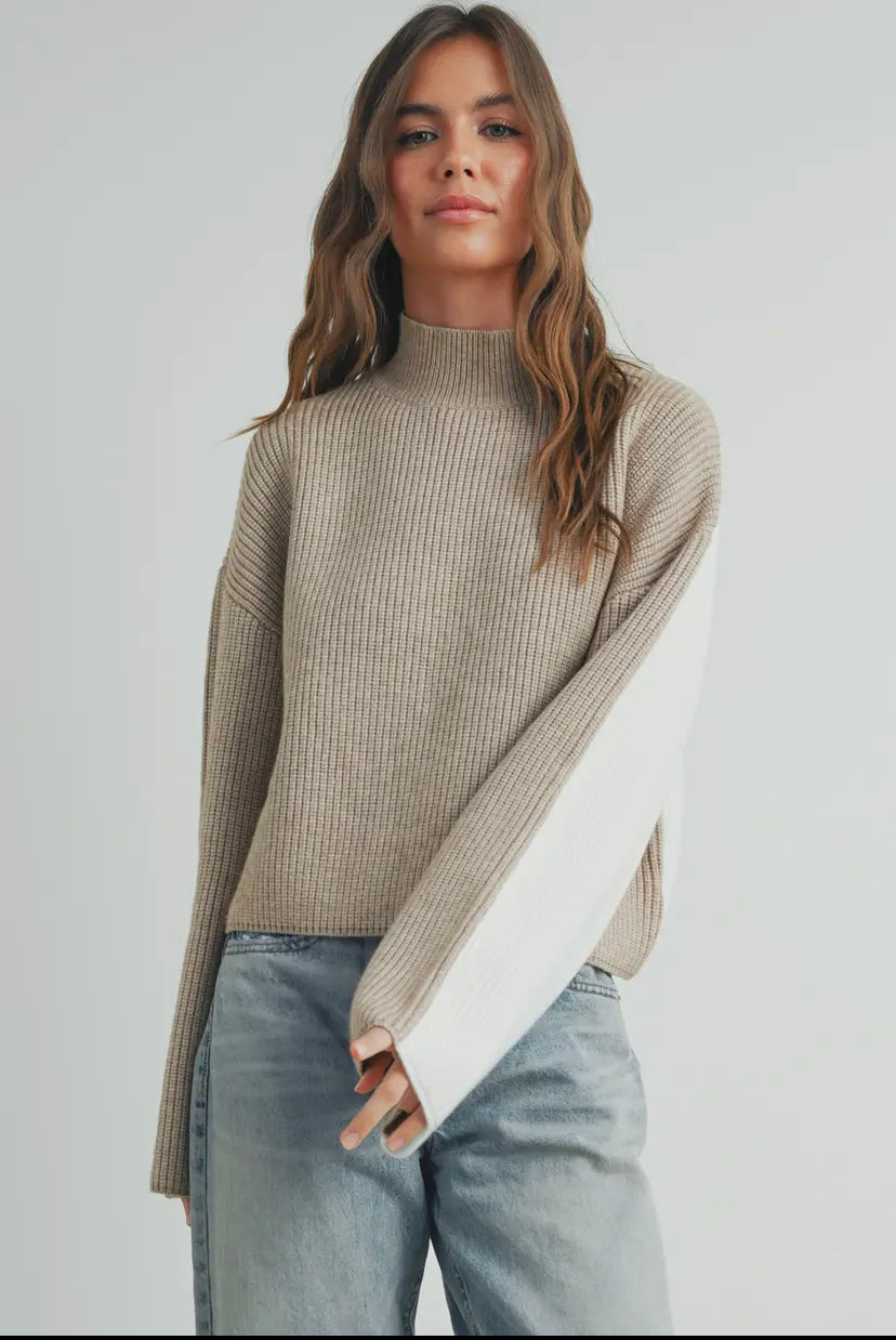 Sondor Turtleneck Sweater | Taupe/Ivory