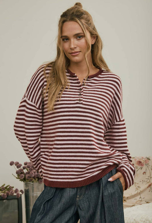 Bristol Henley Sweater | Burgundy