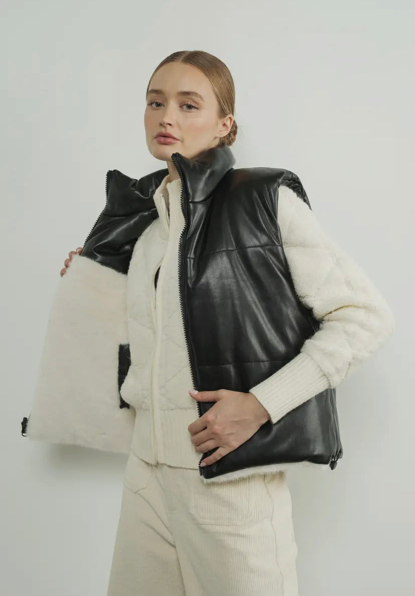 Bondi Faux Leather & Fur Reversible Vest