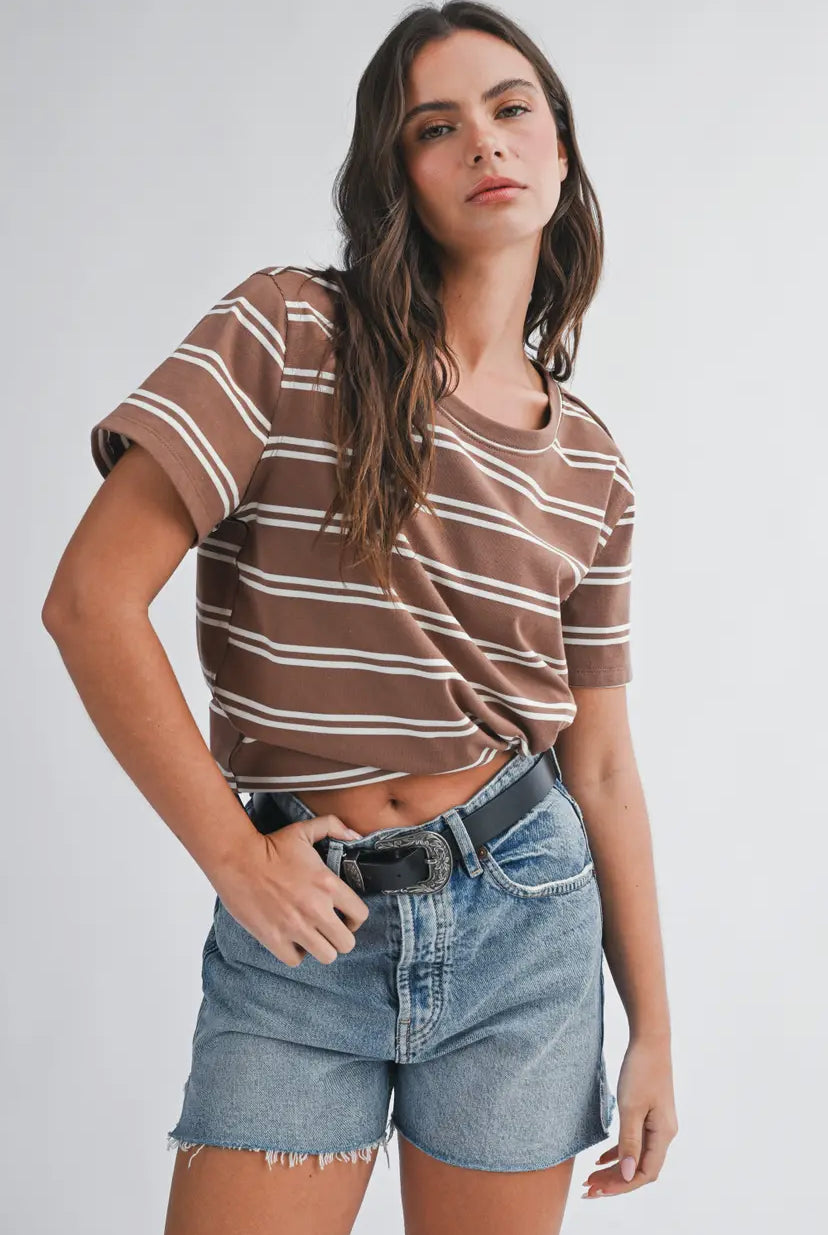 Monet Striped Tee | Brown