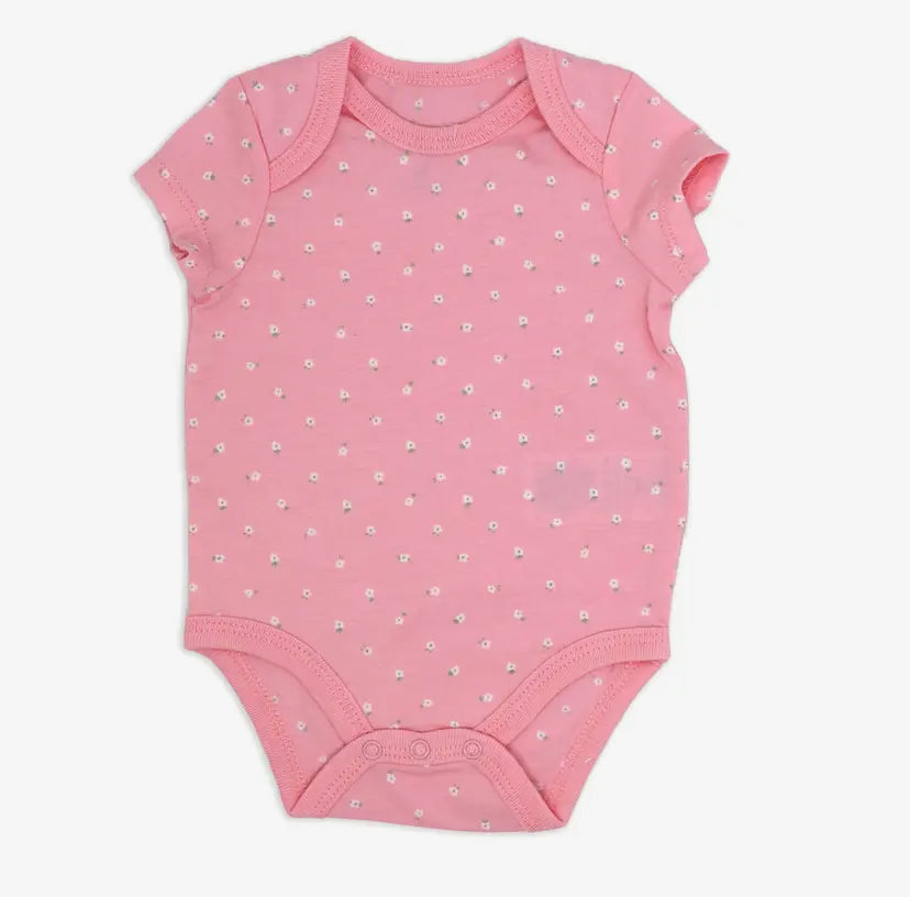 Pink Floral Short Sleeve Bodysuit