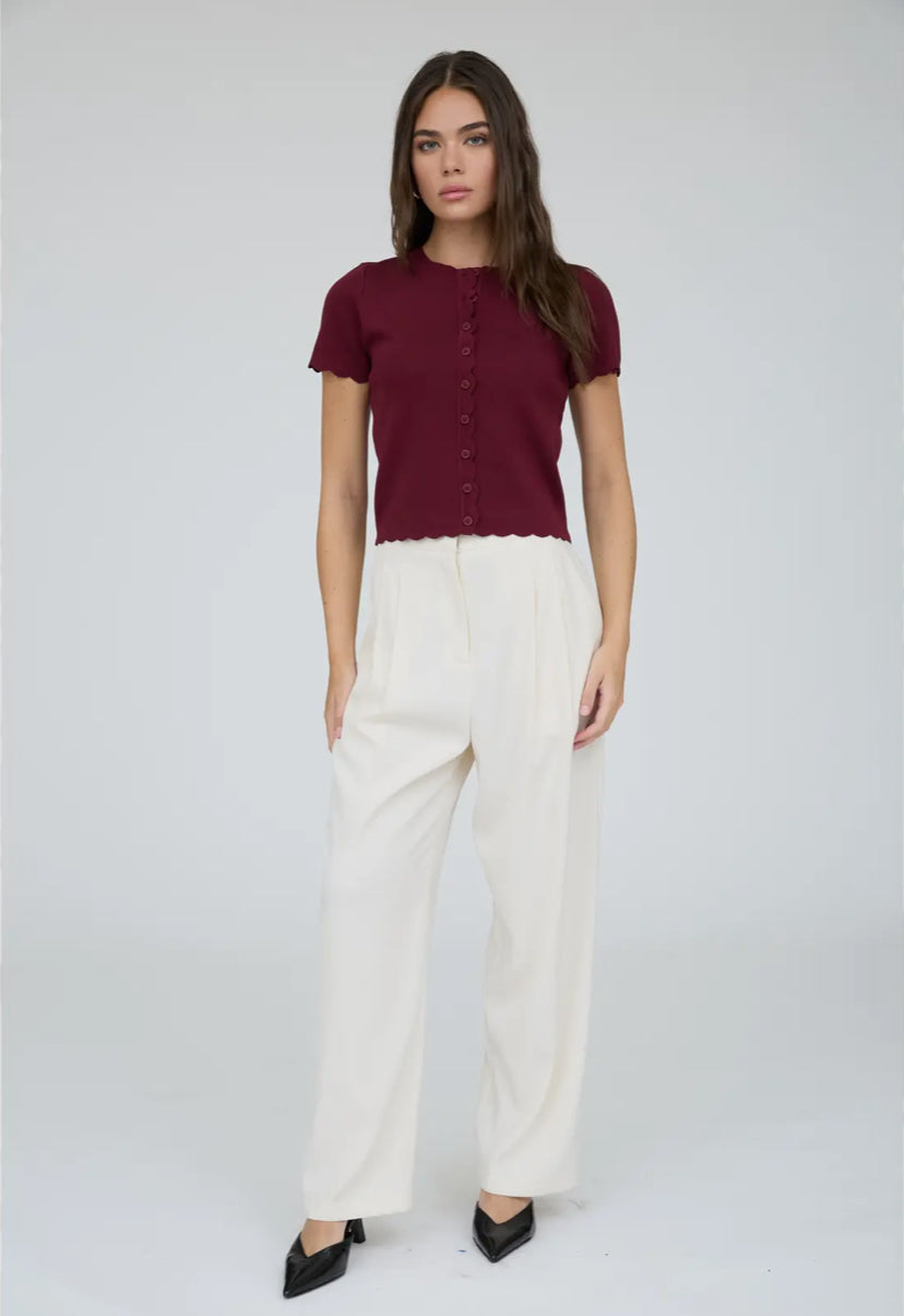 Moretto Cardi Top | Burgundy