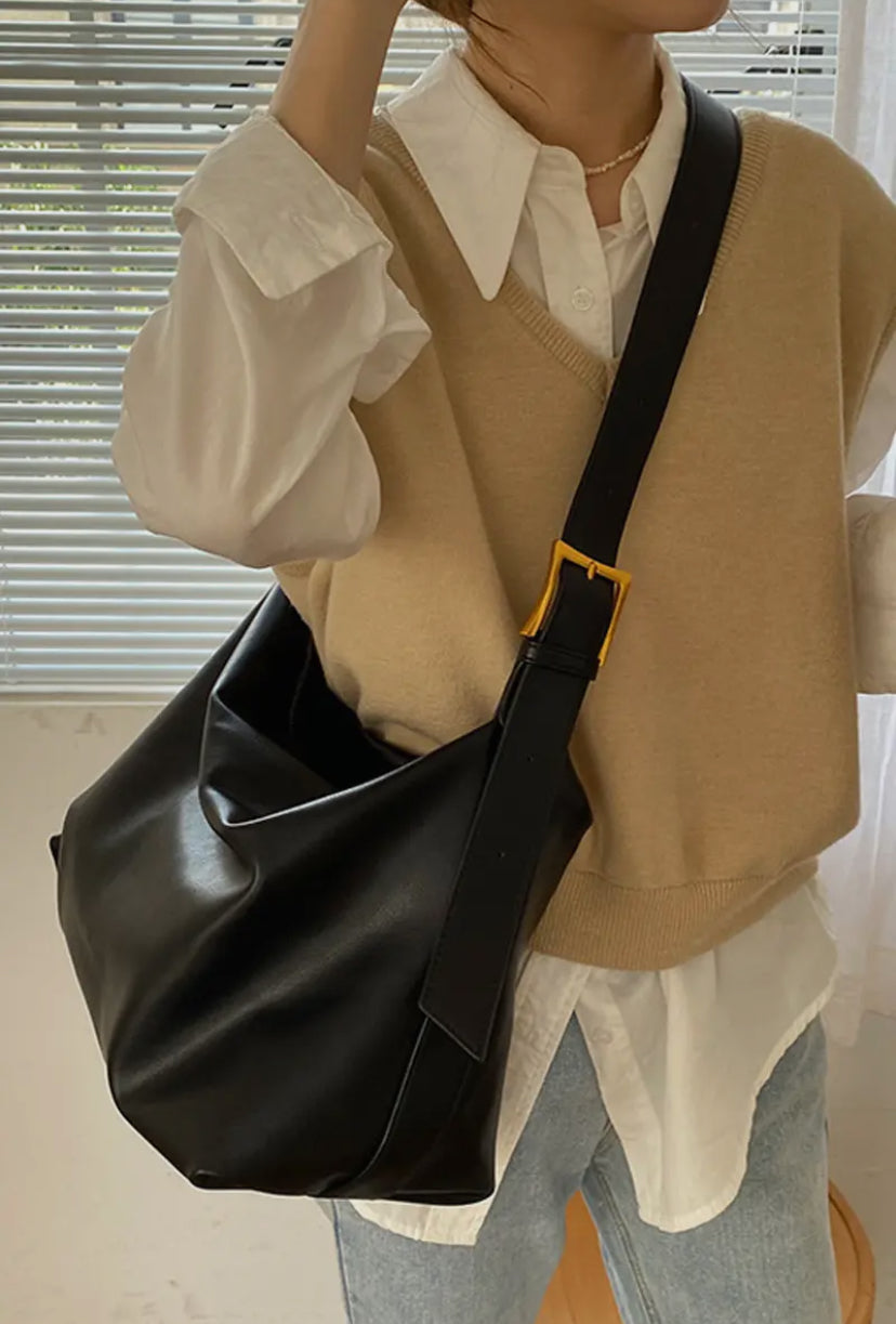 Boston Vegan Leather Bag | Black