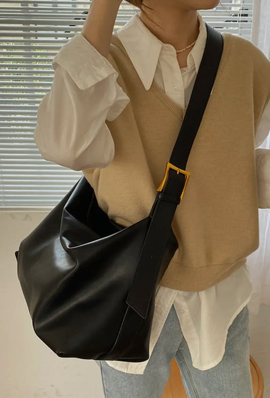 Boston Vegan Leather Bag | Black