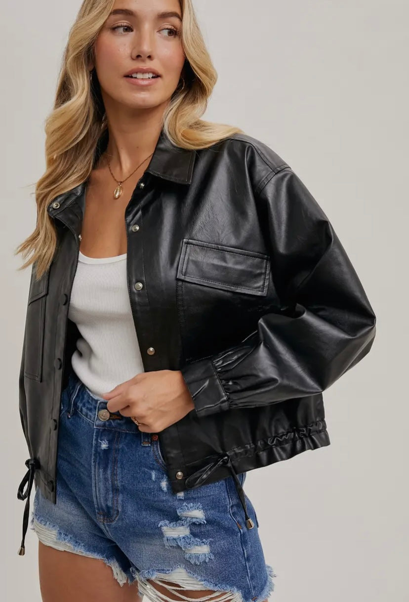 Alanis Faux Leather Jacket | Black