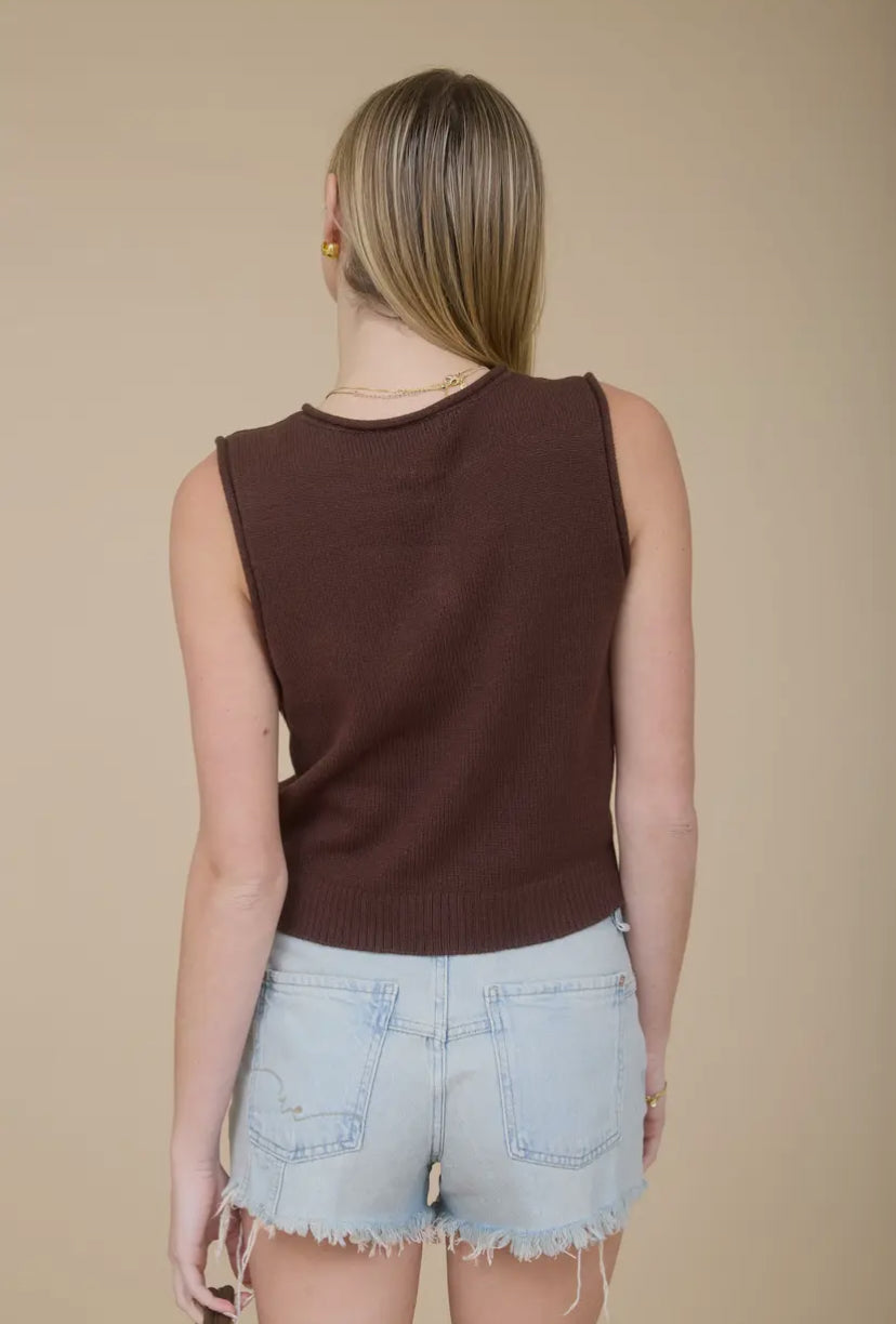 Monaco Knit Vest | Brown