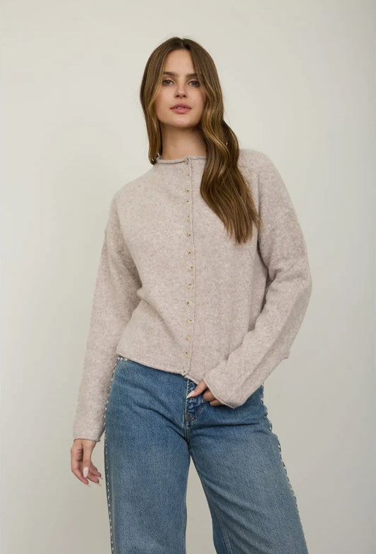 Marisol Raw Edge Button Down | Oatmeal