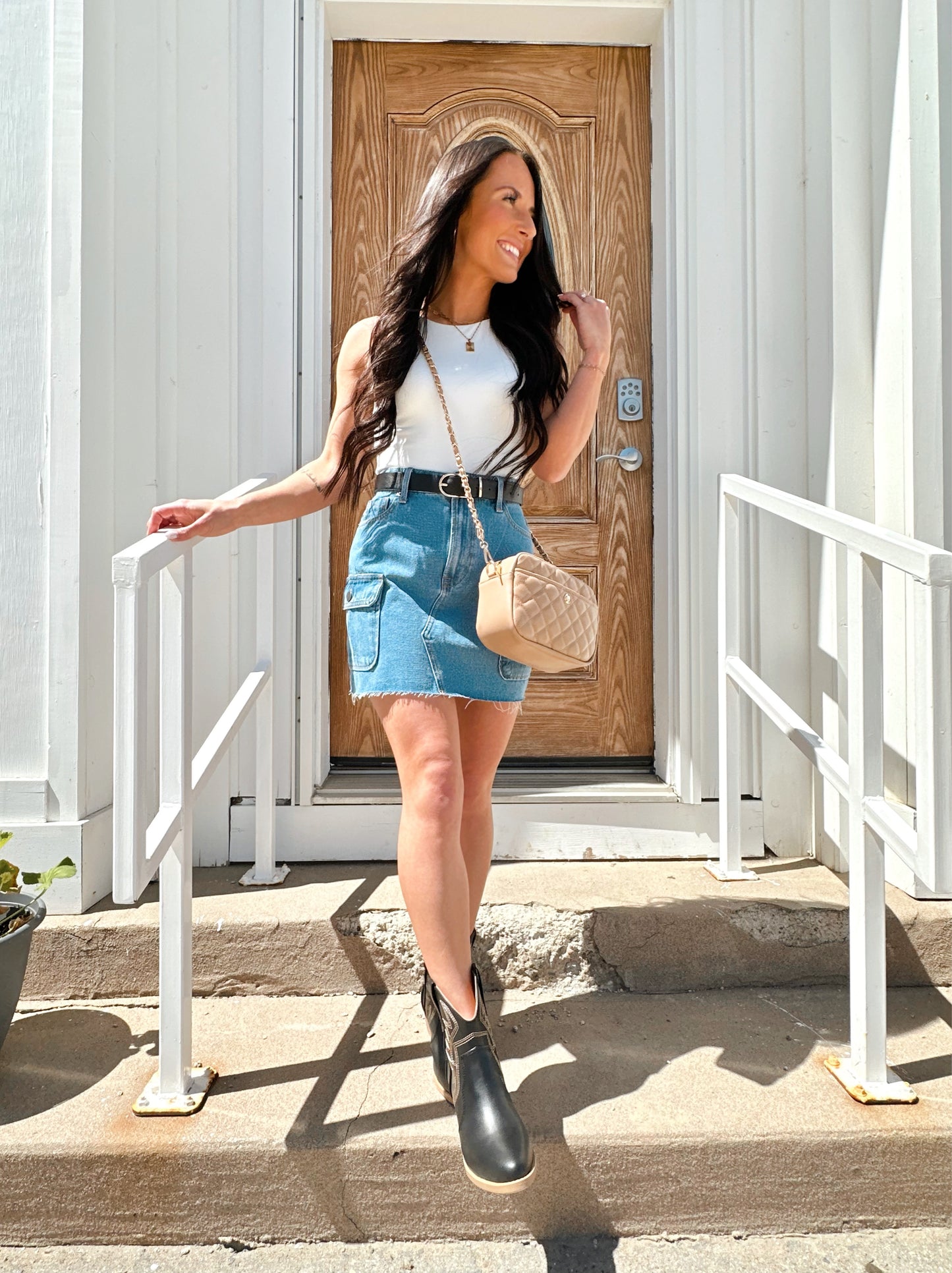 Cargo Denim Mini Skirt