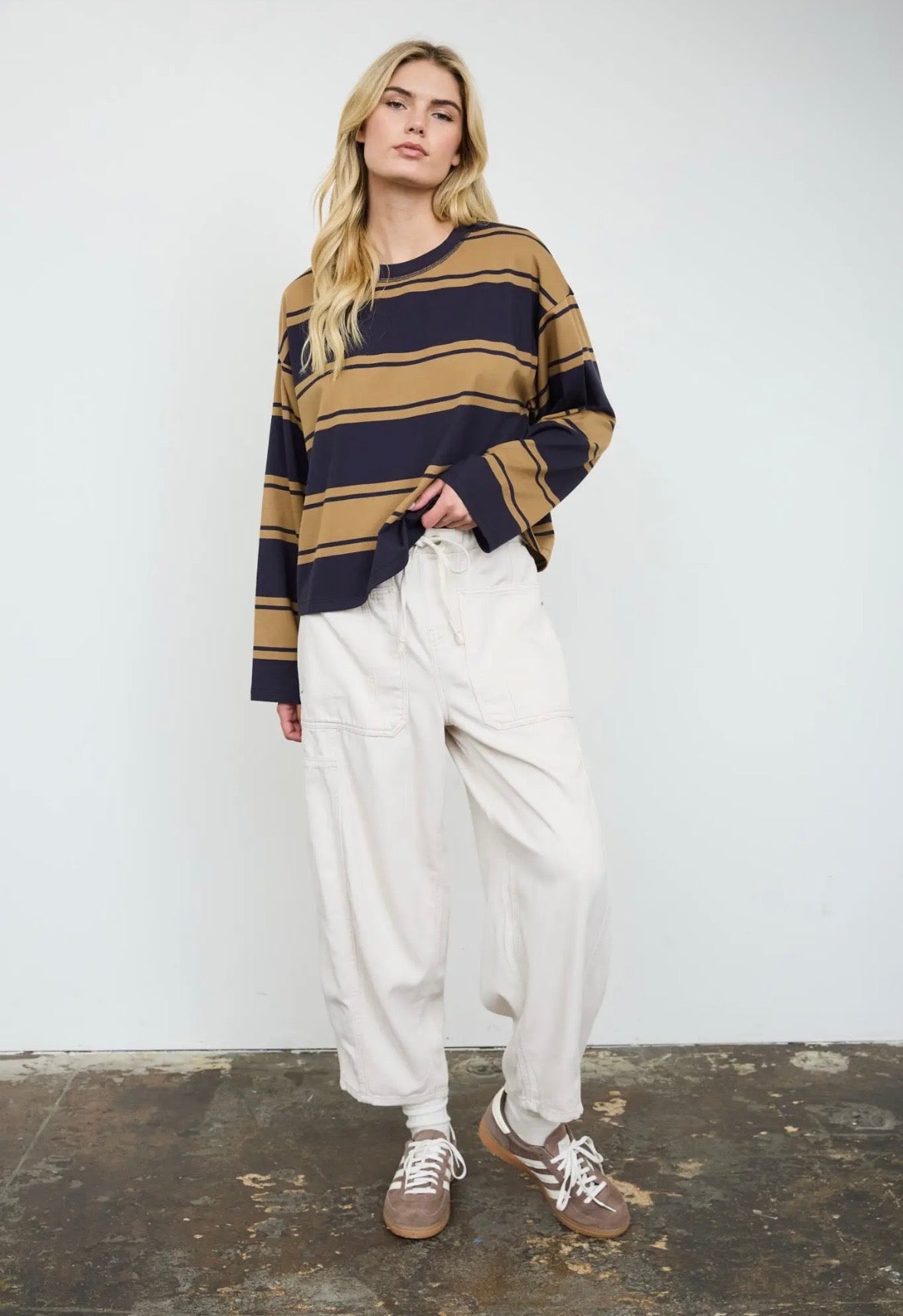 Hollis Wide Stripe Long Sleeve | Navy