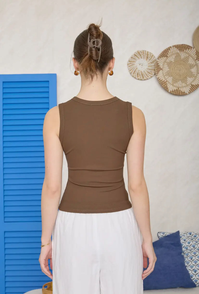 Hera Henley Tank | Brown