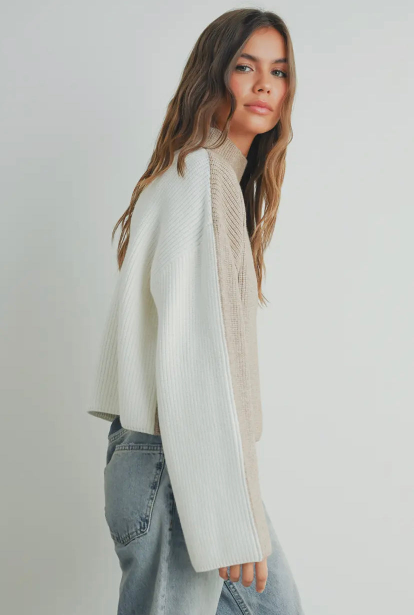 Sondor Turtleneck Sweater | Taupe/Ivory